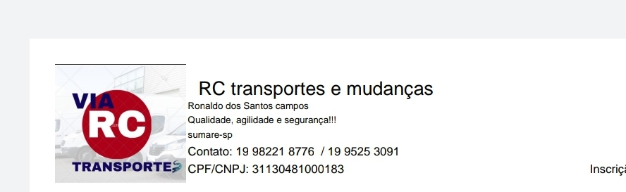 Logo Via Rc Transportes E Mudanças